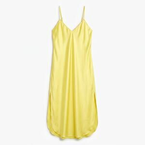 NWT Banana Republic 100% Silk Lemon Yellow Satin Slip Maxi Dress